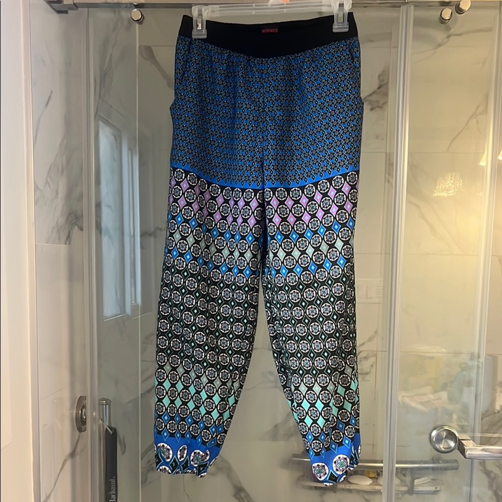 Blue and Purple Ankle Cropped Pants